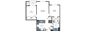 A floor plan of a home with a living room, dining room, kitchen, and bedrooms.