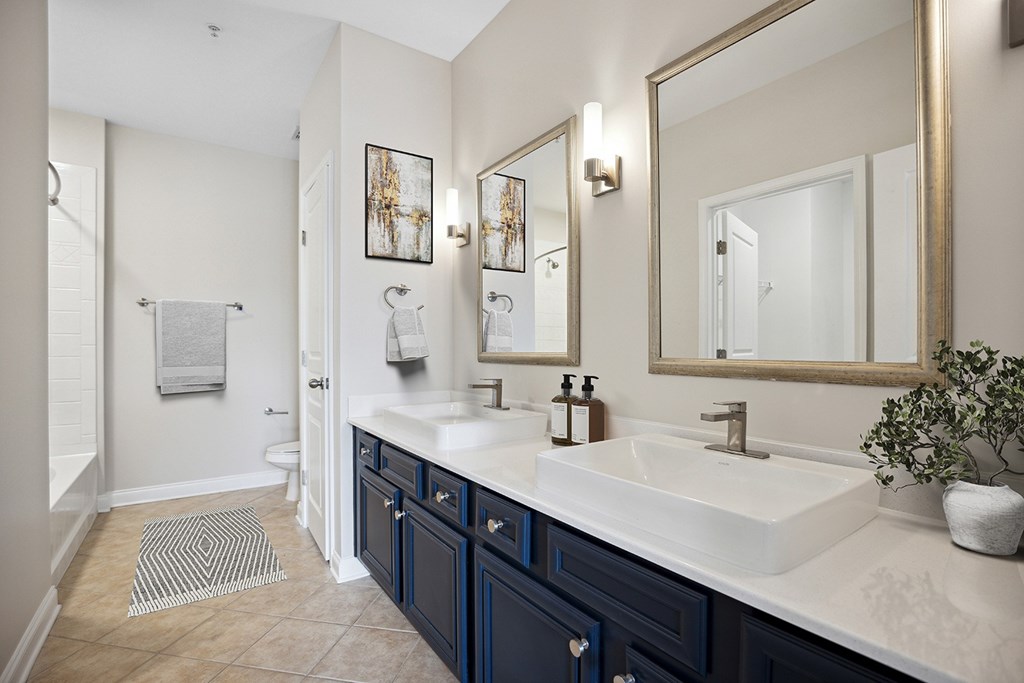 A bathroom with a white sink and a mirror above it.