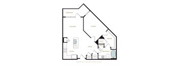 A floor plan of a house with rooms labeled, such as "OBSERVE," "GATHER," "SLEEP," "DRESS," "REFRESH," "COOK," and "DINE."