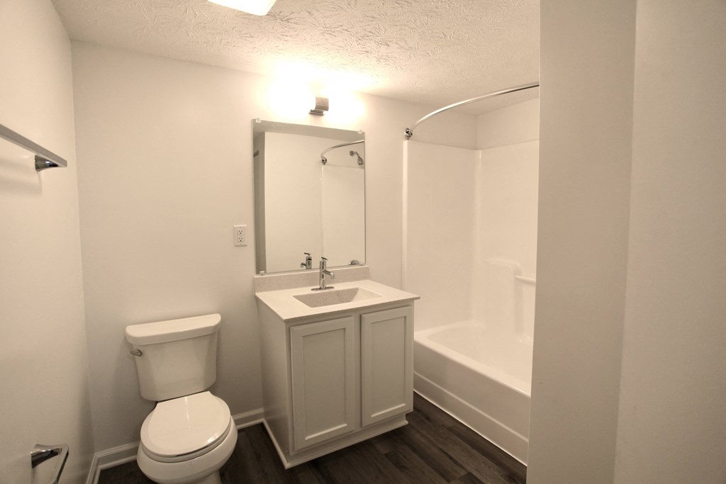 a bathroom with a toilet and a sink and a bath tub