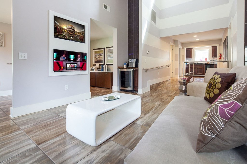 a living room with a couch and a coffee table