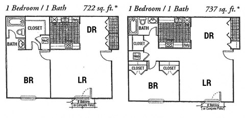 two floor plans of a house with different bedrooms and baths