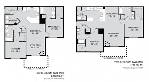 a floor plan of two bedroom two bathroom house plans
