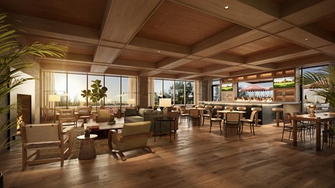 a rendering of the restaurant and bar area