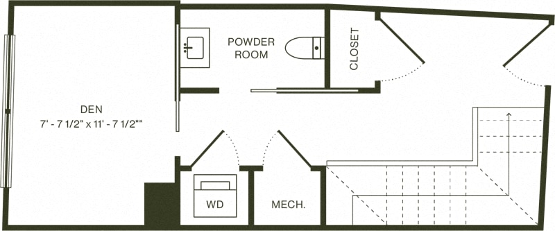 a floor plan of a house with a bedroom and a living room and a bathroom