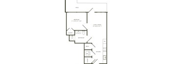 a floor plan of a house with a bedroom and a living room