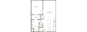 a floor plan of a house with a bedroom and a living room