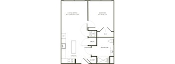 a blueprint of a floor plan of a house with a kitchen and a living room