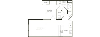 a floor plan of a house with a bedroom and a living room