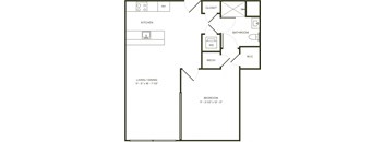 a diagram of a floor plan of a house with a bedroom and a living room