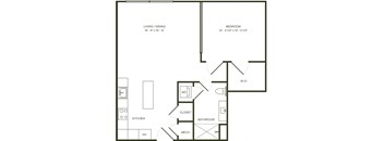 a blueprint of a floor plan with a bedroom and a living room
