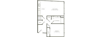 a floor plan of a house with a kitchen and a living room