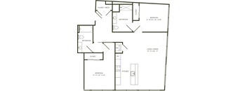 a floor plan of a house with a bedroom and a living room