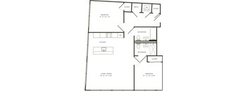 a floor plan of a house with a bedroom and a living room