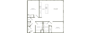 a floor plan of a house with a bedroom and a living room