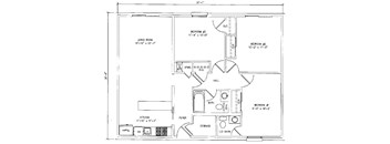 3Bed 2Bath Floor Plan at Cleary Pointe Apartments, Metairie