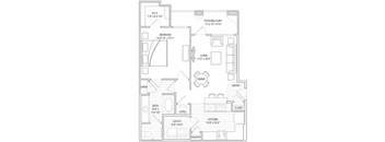 1 bed, 1 bath, 808 sqft unit