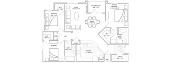 3 bed, 2 bath, 1314 sqft unit
