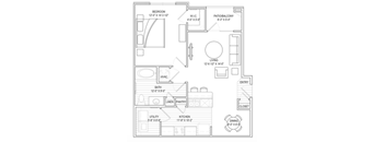 1 bed, 1 bath, 768 sqft unit