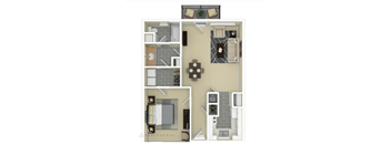 1bd 1ba Floor Plan at Veridian Apartment Homes, Louisiana