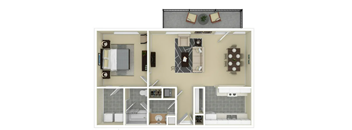 1bd 1ba Plan B Floor Plan at Veridian Apartment Homes, Louisiana, 70820