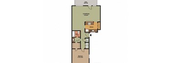 1Bed 1Bath Floor Plan at Veridian Apartment Homes, Baton Rouge, 70820