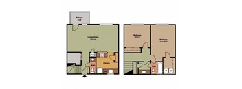 2Bed 1.5Bath Floor Plan at Veridian Apartment Homes, Baton Rouge