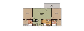 2Bed 2Bath Floor Plan at Veridian Apartment Homes, Louisiana, 70820