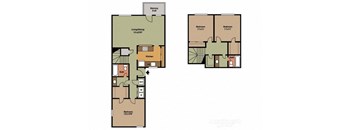 3Bed 2Bath Floor Plan at Veridian Apartment Homes, Baton Rouge, LA, 70820