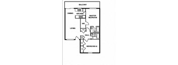 Oak Alley 2 bed 2 bath apartment floor plan