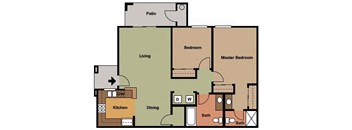 Living/Dining - Kitchen - Patio - Hallway Laundry Bath - Small Bedroom - Large Bedroom 2 Closets Vanity Shower Toilet Room