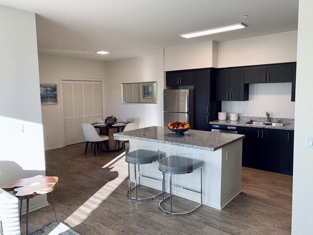 Model unit Kitchen and Dinning area at Villa Annette Apartments, California