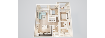 B-1 Two bedroom two bathroom unit floorplan with 1100 square feet at Villa Annette Apartments, Moreno Valley, CA, 92553