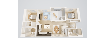 B-2 two bedroom two bathroom unit floor plan with 1167 square feet at Villa Annette Apartments, Moreno Valley, CA