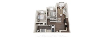 a stylized floor plan of a 1 bedroom with a bathroom