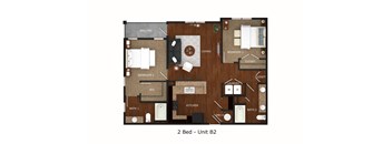 A floor plan of a 2 Bedroom apartment named Unit B2.