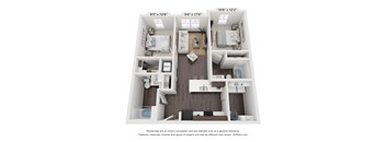 a 3d floor plan of a bedroom with a bathroom
