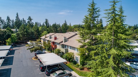 a view of a building with cars parked in a parking lot at Quartz Creek, Washington