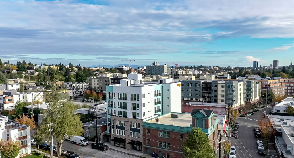 the view of the city from the roof of a building at The Loop at Green Lake, Washington