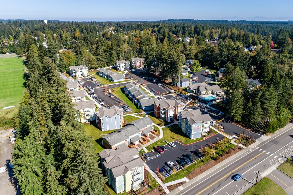 a aerial view of a community with houses and trees at Woodcreek, Washington