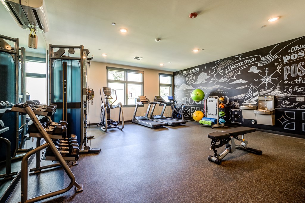 the exercise room at the galleria apartments at Woodcreek, Poulsbo