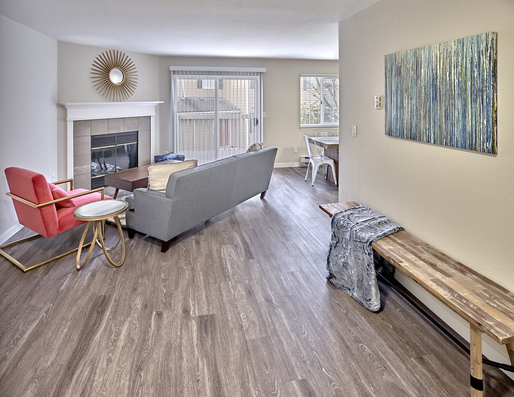 Living and dining at Arterra Apartments, Kent, WA