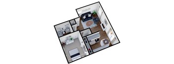 a floor plan of a one bedroom apartment at University Glen in University Place, WA.