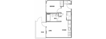 1 Bed 1 Bath Floor Plan at The Duo, Washington, 98466