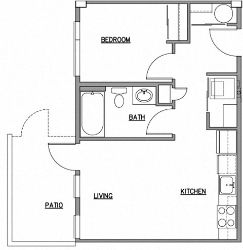 1 Bed 1 Bath Floor Plan at The Duo, Washington, 98466