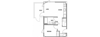 a floor plan of a one bedroom apartment  at The Duo, University Place, WA 98466