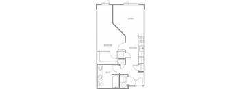 a floor plan of a one bedroom apartment at The Duo, University Place, 98466