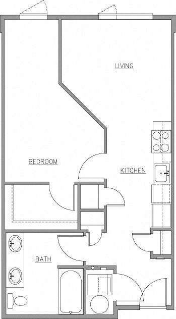 a floor plan of a one bedroom apartment at The Duo, University Place, 98466