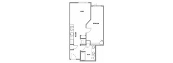 1x1_637sf Floor Plan  at The Duo, University Place, WA 98466