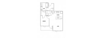 1x1_680sf Floor Plan at The Duo, Washington, 98466